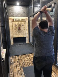 two handed axe throwing technique