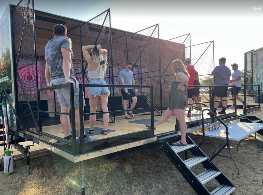 Dueling Axes' mobile axe trailer booked for a social event at BrewDog's Doghouse Hotel